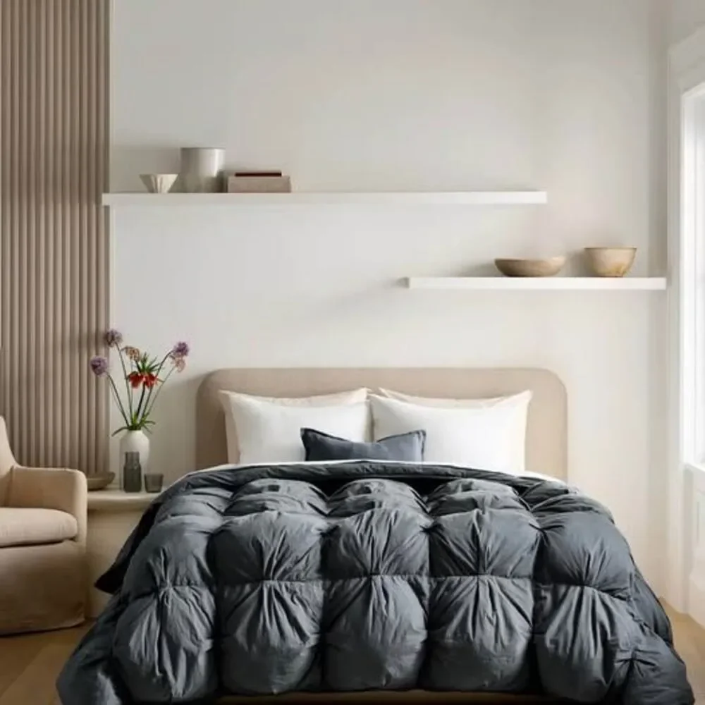 Quince Full | Queen Cotton Pintuck Comforter Nightfall NEW Organic Cotton NEW
